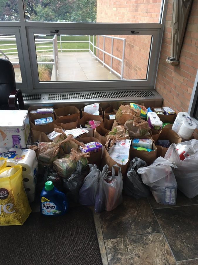 The abundance of supplies donated by various students and faculty at McQuaid Jesuit.