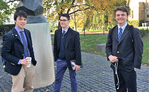 Three McQuaid students go to the Alfred Tuna Snider International World Schools Debate Tournament at Cornell University.