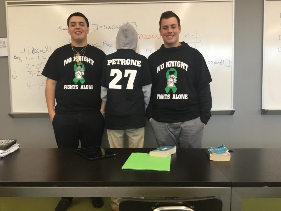 Students+pose+with+their+Cooper+Petrone+T-shirts.+All+profits+from+the+T-shirts+benefit+Cooper+and+his+family.