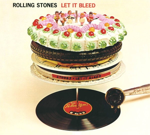 The album cover for Let It Bleed by The Rolling Stones. The cover displays the vinyl record being played underneath a surrealist sculpture by Robert Brownjohn.