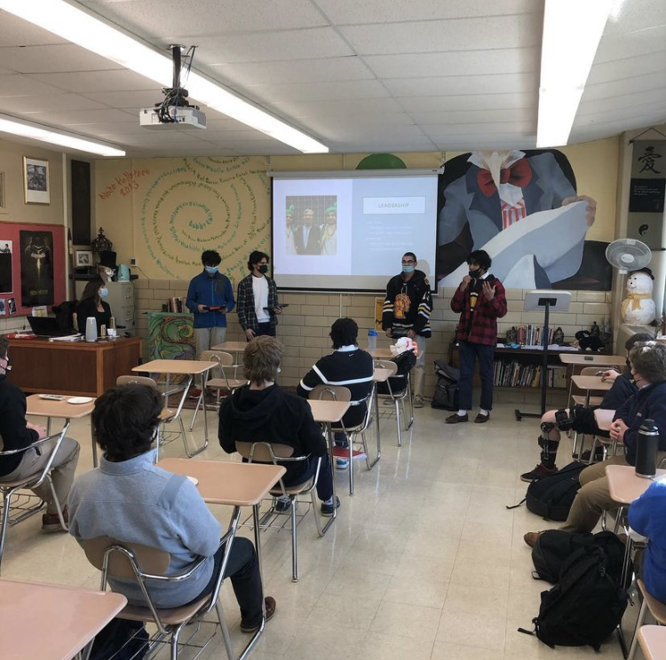 Rohan Vyas 22, Jerome Job 22, Gavin Patel 22, and Kabir Deol 22 addressing the first ever Indian Interest Club meeting at McQuaid, on March 5th. Jerome Job talking about some of the topics that will be discussed during IIC meetings.