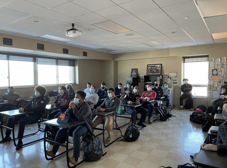 This shows students participating in the second ever Mental Health Awareness Club meeting held at McQuaid Jesuit on Februrary 4th, 2021. The meeting was lead by the founder of the Mental Health Awareness Club, Sean Oberlies, 22.