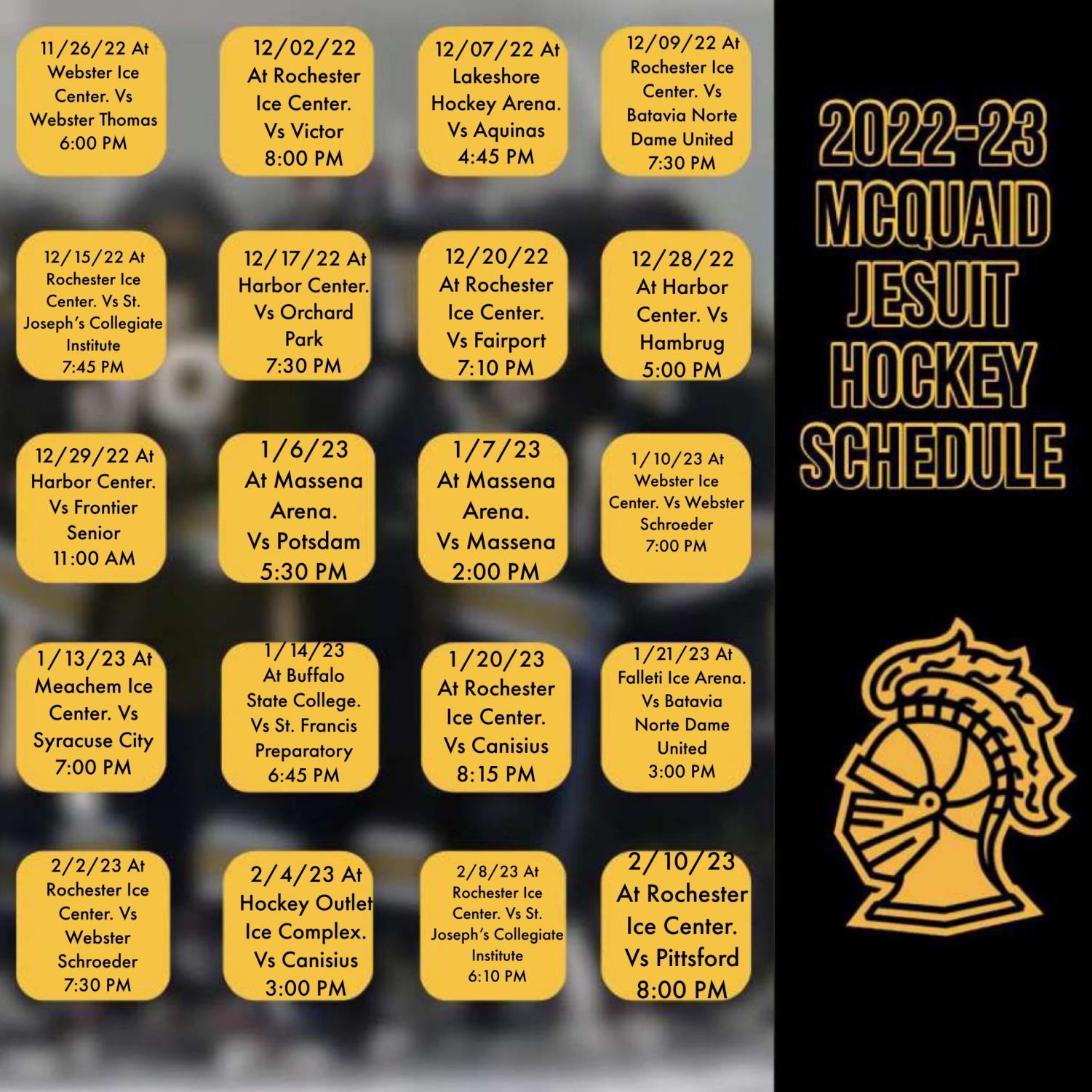 McQuaid Jesuit Varsity Hockey Schedule